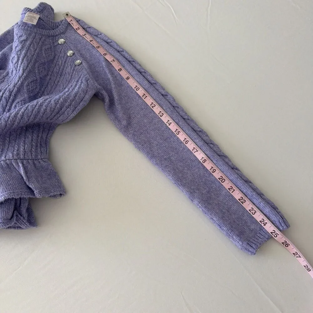 Gymboree Sweater Lot Purple Cable Knit Peplum Ruffle Girls Sz 12 Rainbow Heart